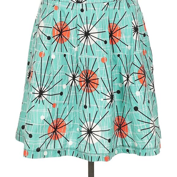 Beebop & Wally Cotton Skirt Size M Teal Fireworks - Picture 2 of 3